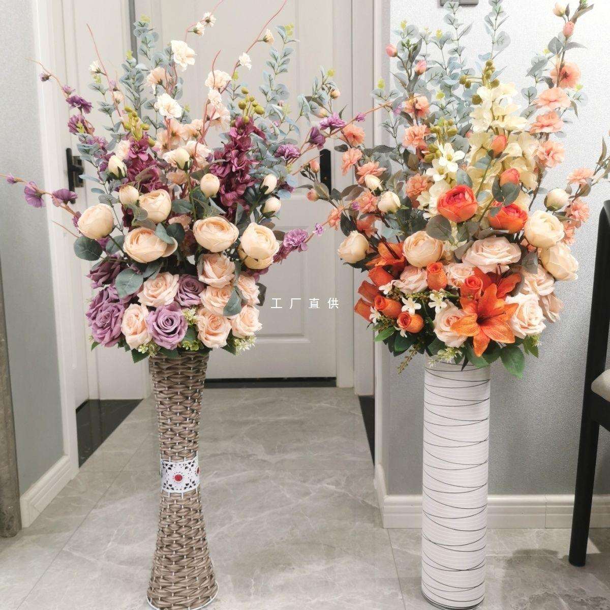落地假花玫瑰花居家新房装饰绢花婚庆酒店花艺插花套装花