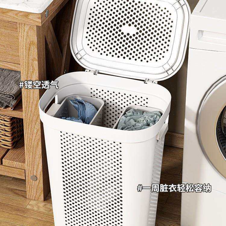 带轮篮子可移动脏衣篮脏衣服收纳筐带盖放子家用大容量脏衣篓洗衣