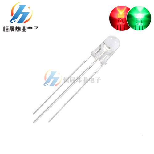 5MM 红绿双色 F5 红翠绿共阴 发光二极管LED灯珠 超高亮透明
