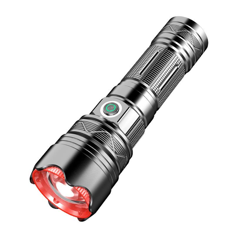 强光铝合金聚光手电筒远射户外家用充电大功率便携灯变焦