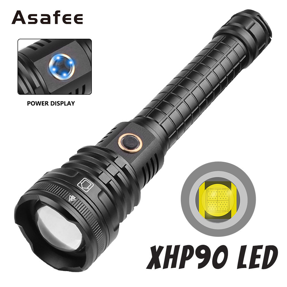 新品照明手电筒XHP90灯珠伸缩调焦大功率电筒厂家批发长款手持