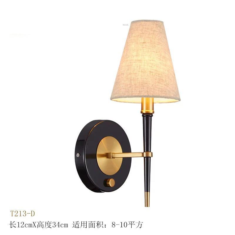 新中式布艺双头壁灯全铜镜前灯美式乡村卧室客厅灯北欧设计师新款