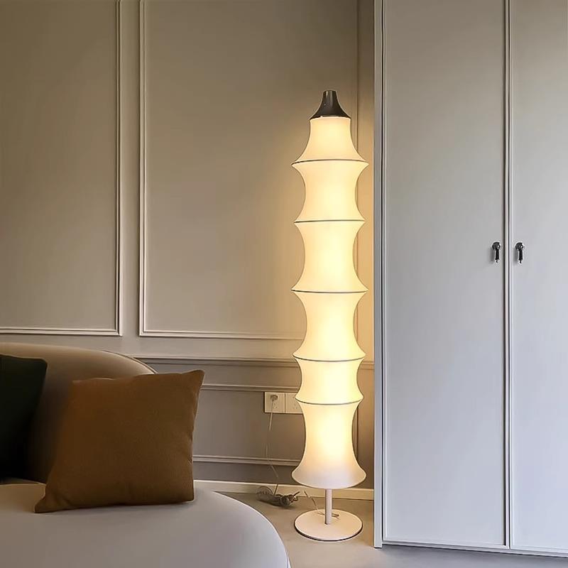 法式竹节蚕丝落地灯日式复古民宿艺术客厅卧室诧寂奶油风氛围灯具