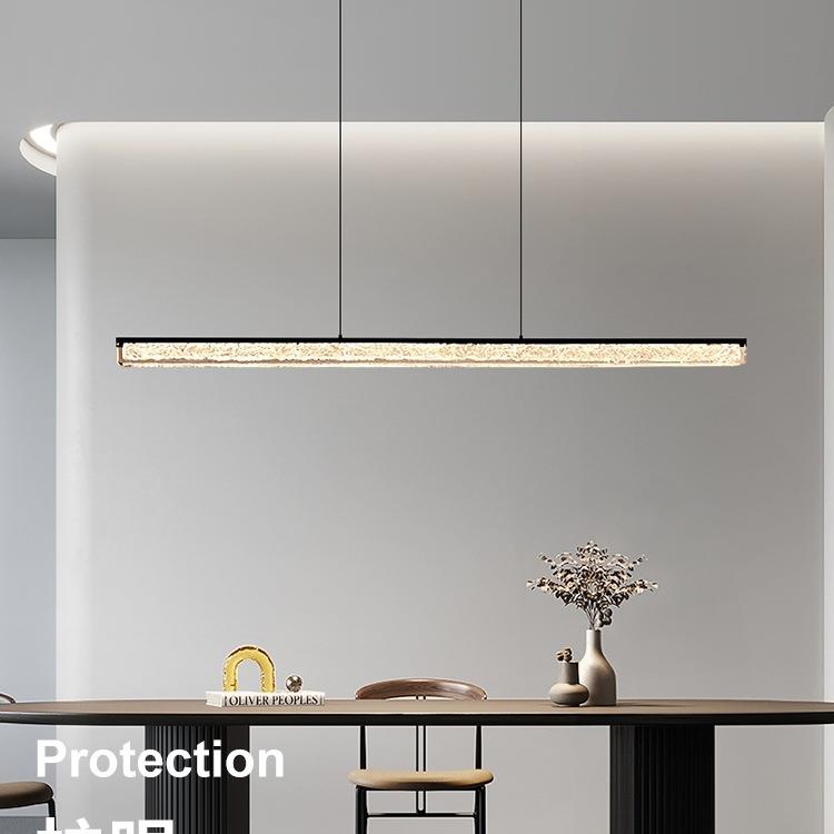 意式极简一字餐厅吊灯轻奢感现代简约吧台餐桌岛台升降长条灯