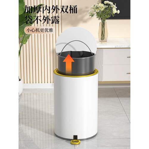 垃圾桶家用不锈钢带盖客厅厨房大容量卫生间高颜值轻奢卧室脚新品