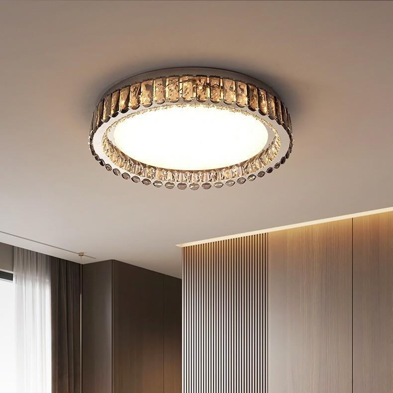 圆形卧室吸顶灯轻奢水晶灯现代简约主卧房间灯2025年新款中山灯具