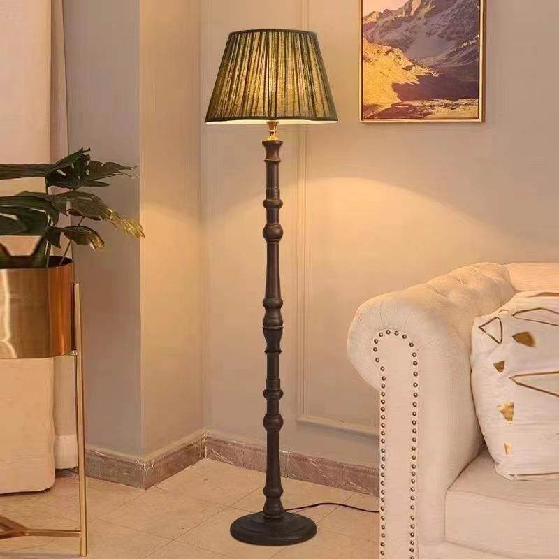 美式氛围落地灯法式中古书房客厅落地灯复古新中式立式实木落地灯