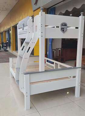 XMF1108盾山 挂梯新款橡木子母上下层床实木高低床1.2家庭上下