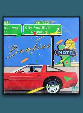 日式客厅装饰画卧室玄关挂画citypop墙画 现代潮流卡通ins壁画