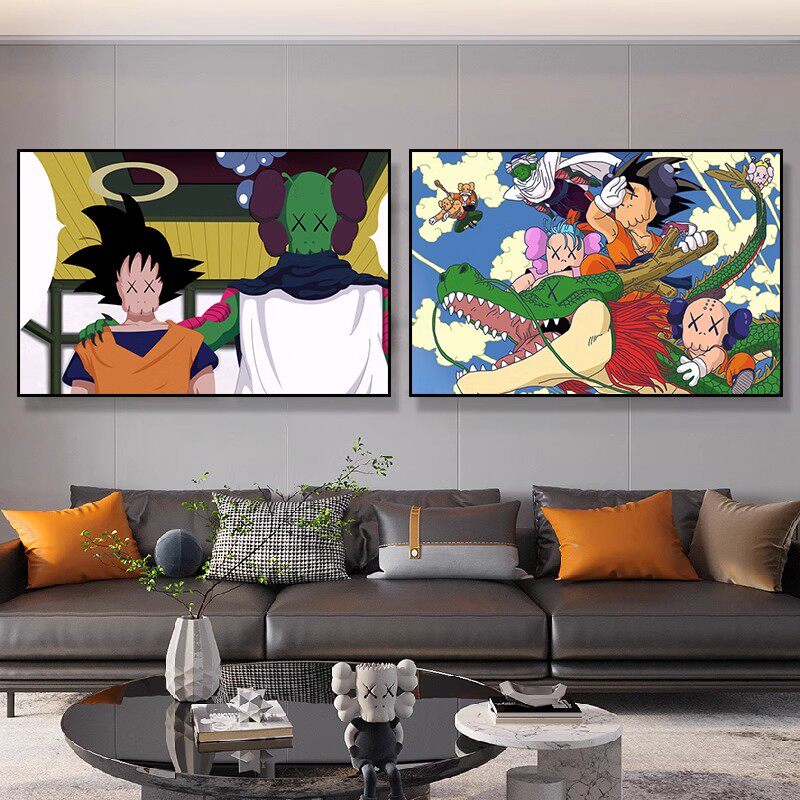 潮牌壁画kaws联名七龙珠辛普森装饰画潮流服装店鞋店卧室挂画装饰