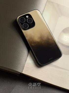 「蒸栗燋茶」壳语堂新中式适用苹果iphone16Promax手机壳14Pro/13pro防滑华为安卓全包玻璃高级感小众手机壳