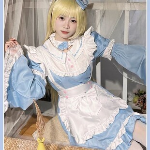 万圣节COS爱丽丝梦游仙境连衣裙lolita大码女仆儿童演出服可拆袖