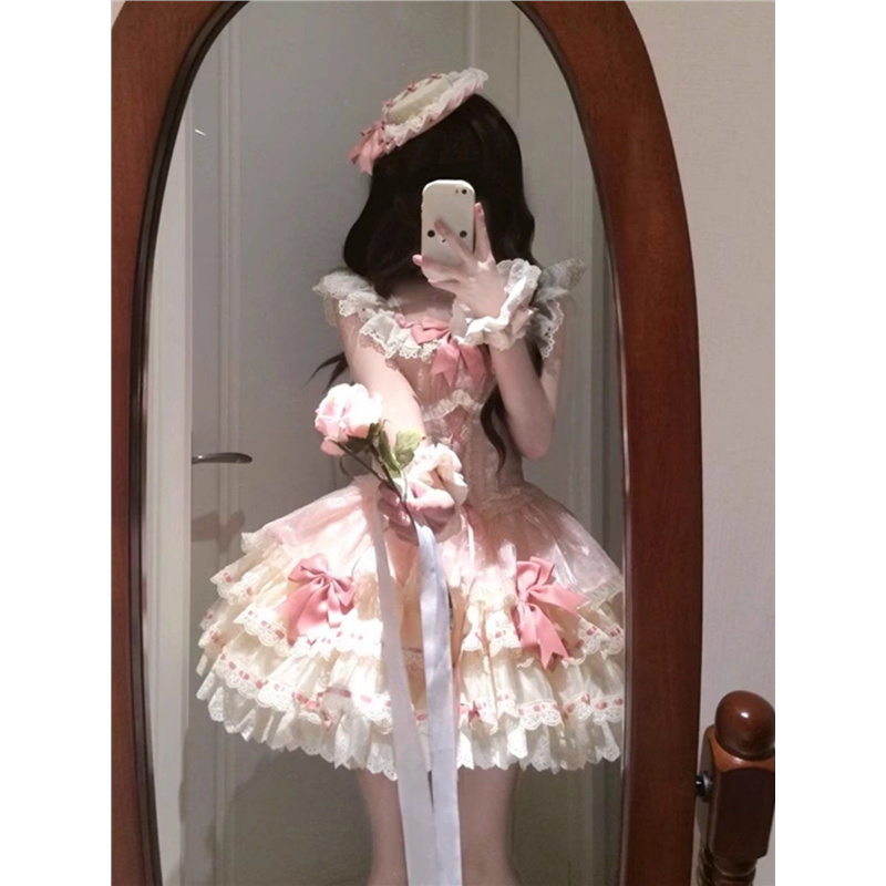 甜美可爱Lolita洛丽塔飞飞袖连衣