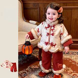 甜小司女童拜年服两件套冬2026新款小童宝宝新年套装过年衣服洋气