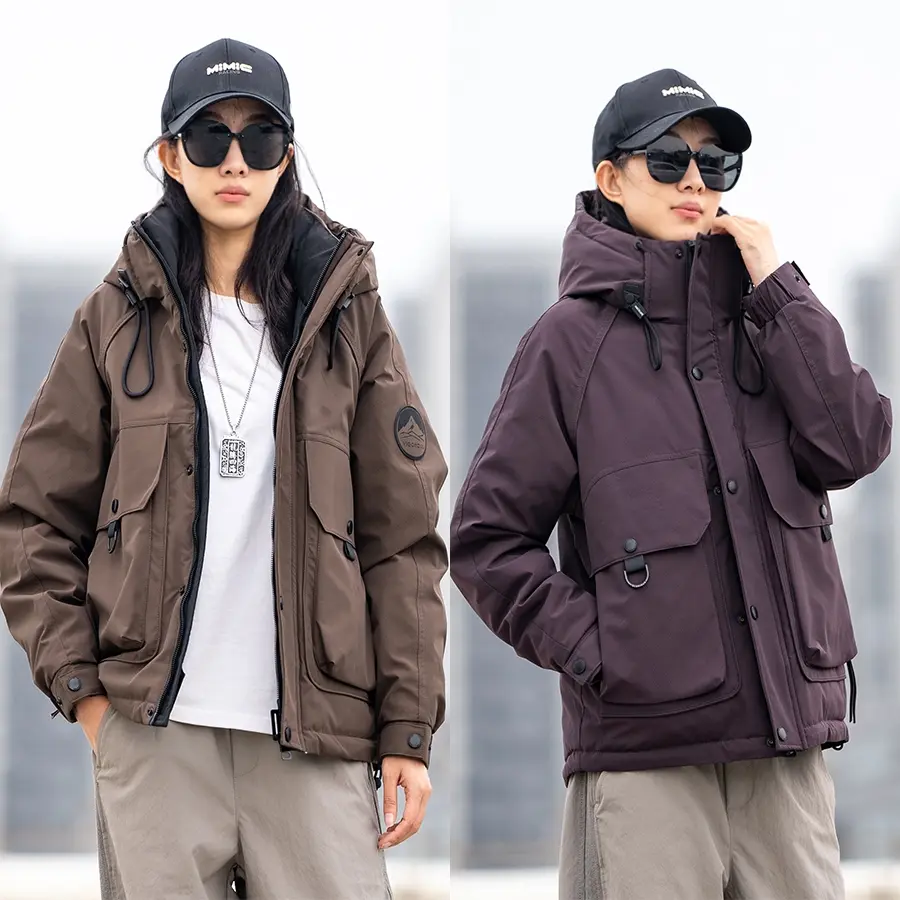 知行社男装男连帽加厚羽绒服外套