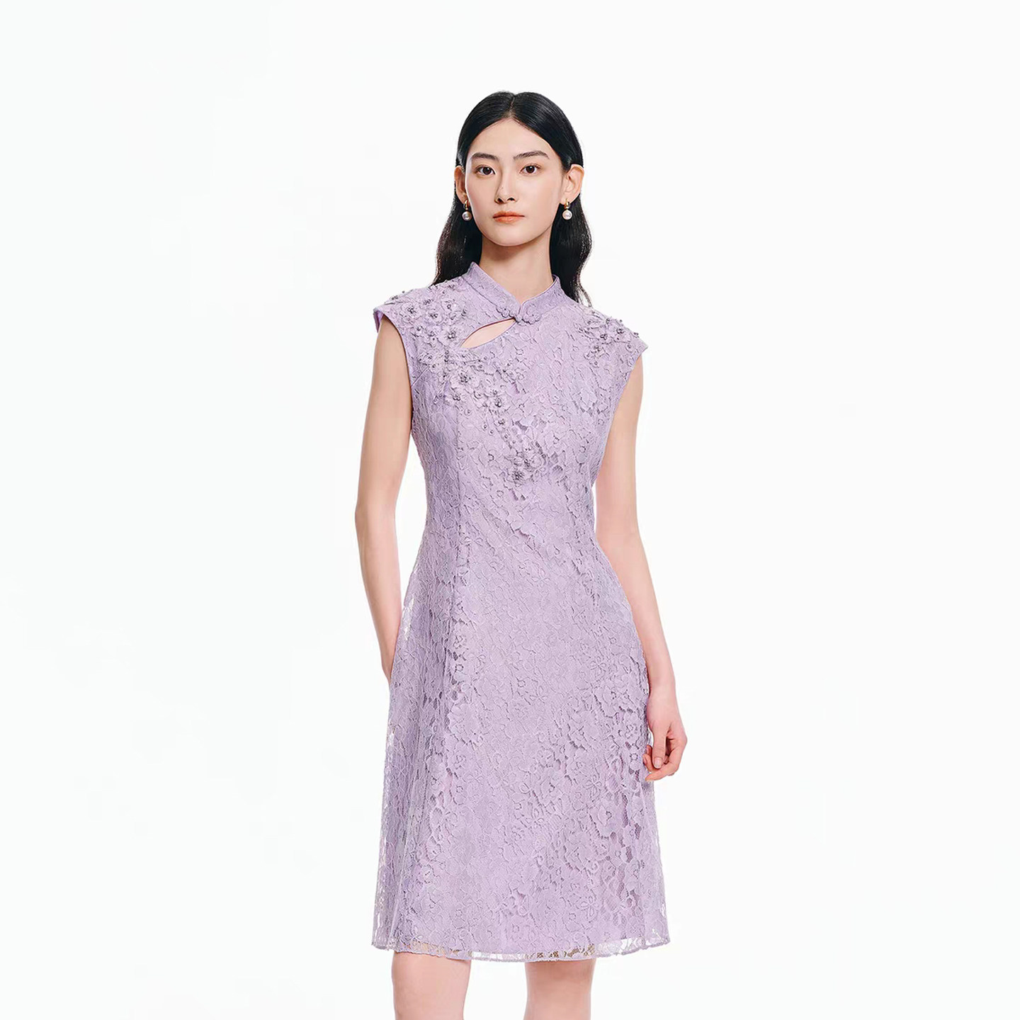 珂莱商场同款2026夏季新款女装优雅气质新中式国风旗袍蕾丝连衣裙