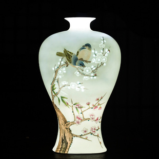 饰工艺品瓷器摆件 景德镇陶瓷手绘花瓶插花新中式 家居客厅博古架装