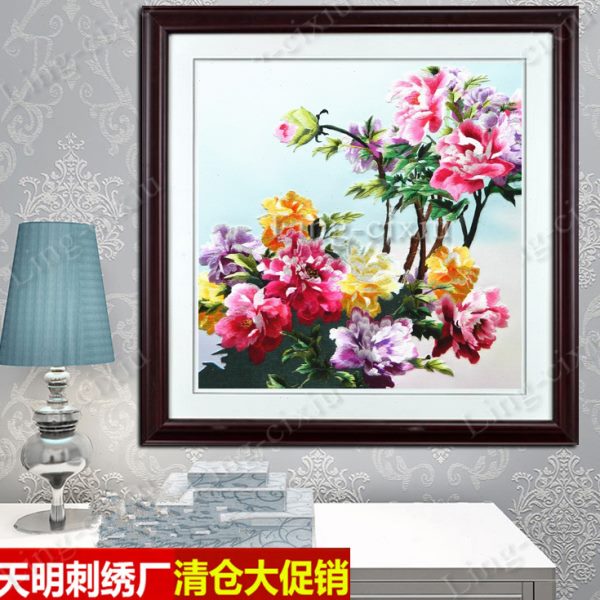 苏绣汉服鸟苏绣卧室挂画香抱枕牡丹国色花绣刺绣礼品天片成品布料