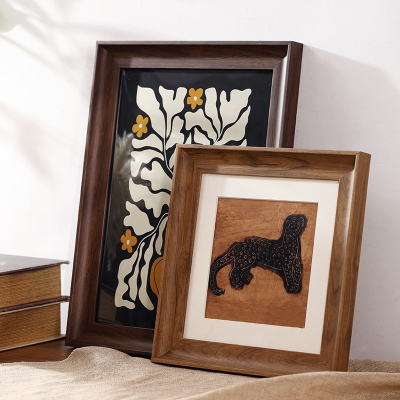 复古画框架装裱空框4k8k水彩素描a3a4油画拼图定制仿木Z质相框挂