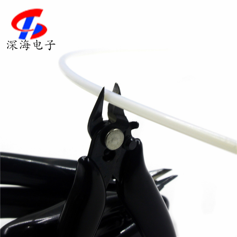 斜嘴斜口钳带锁扣 迷你3.5寸小剪钳 水口钳 黑柄不锈钢 170