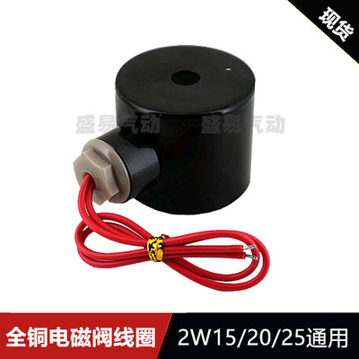 电磁阀水阀220V24V4分6分1寸铜线圈2W160-15 2W200-20 2W250-25