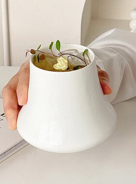 快速发货创意白色陶瓷p火山杯家用女生复古特调茶饮品杯冰美式拿