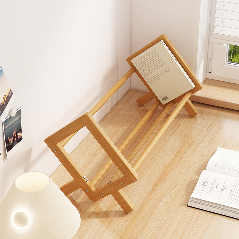 速发书桌上放的书架办公桌物面收纳置台架桌面整列简易竹子陈理展