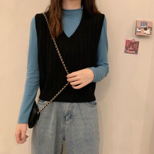 快速发货aV领针织马甲女秋冬2024年新款宽松外穿薄款百搭内搭毛衣