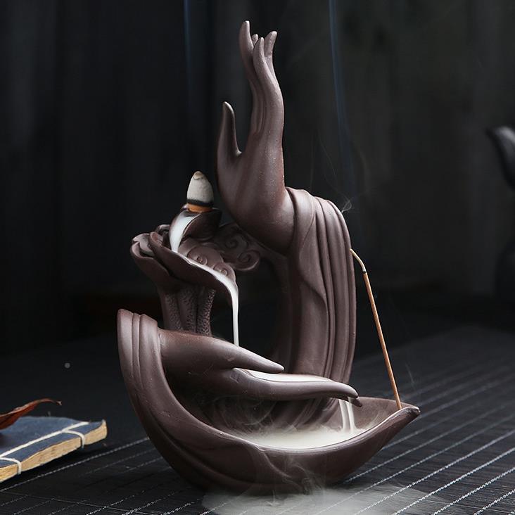 流佛手倒香檀炉紫砂香炉熏道香沉香家用室内莲花香插RER创意香摆