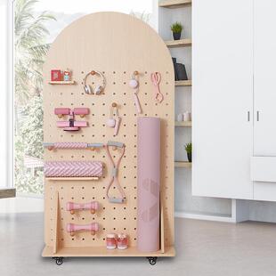 木工小舅 置洞健身房木工小舅瑜伽器材收纳洞板 瑜伽垫哑铃辅具物