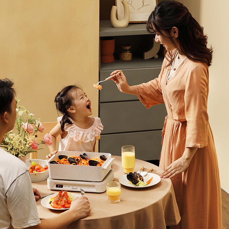 宇多功电能料理锅用电烧大烤炉肉锅火锅蒸煮煎DAEWOO\/涮烤家盘一