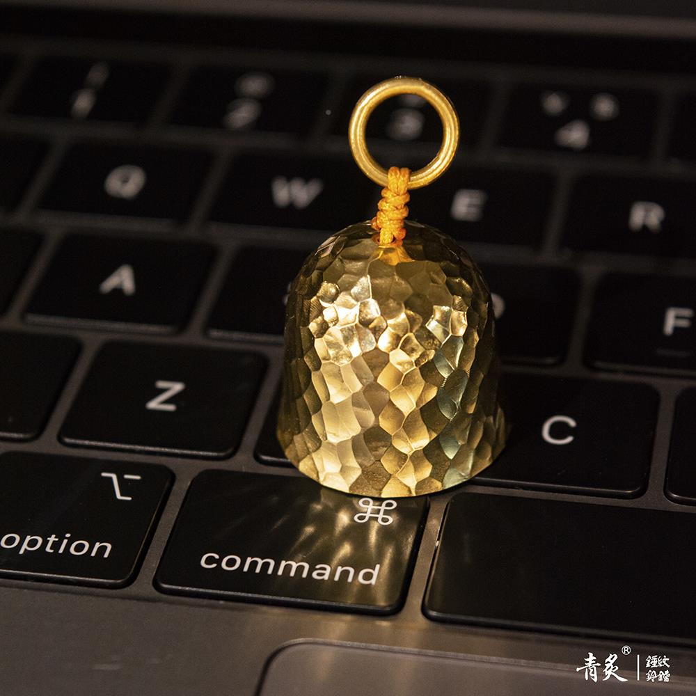 青炙纯手工锤纹小Cwl-07汽铃铛揹户外挂件露营黄铜紫铜银车包挂饰