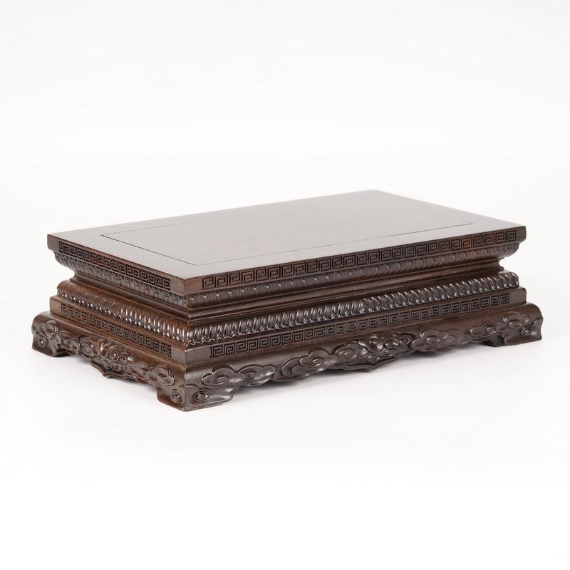 佛像0018金刚莲花底座财神玉石花加瓶花盆木长方形实高摆件木托托