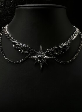 暗黑项链男款高级感choker翅膀小众亚文化颈链女原创设计感锁骨链