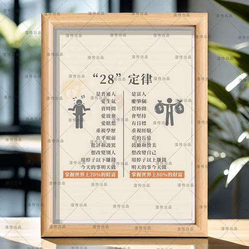 穷富二八定律励志图画相框财富28定律室内桌面文字装饰画摆件
