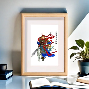 二郎神杨戬画像相框摆件显圣真君神像哮天犬天神将军家用摆台