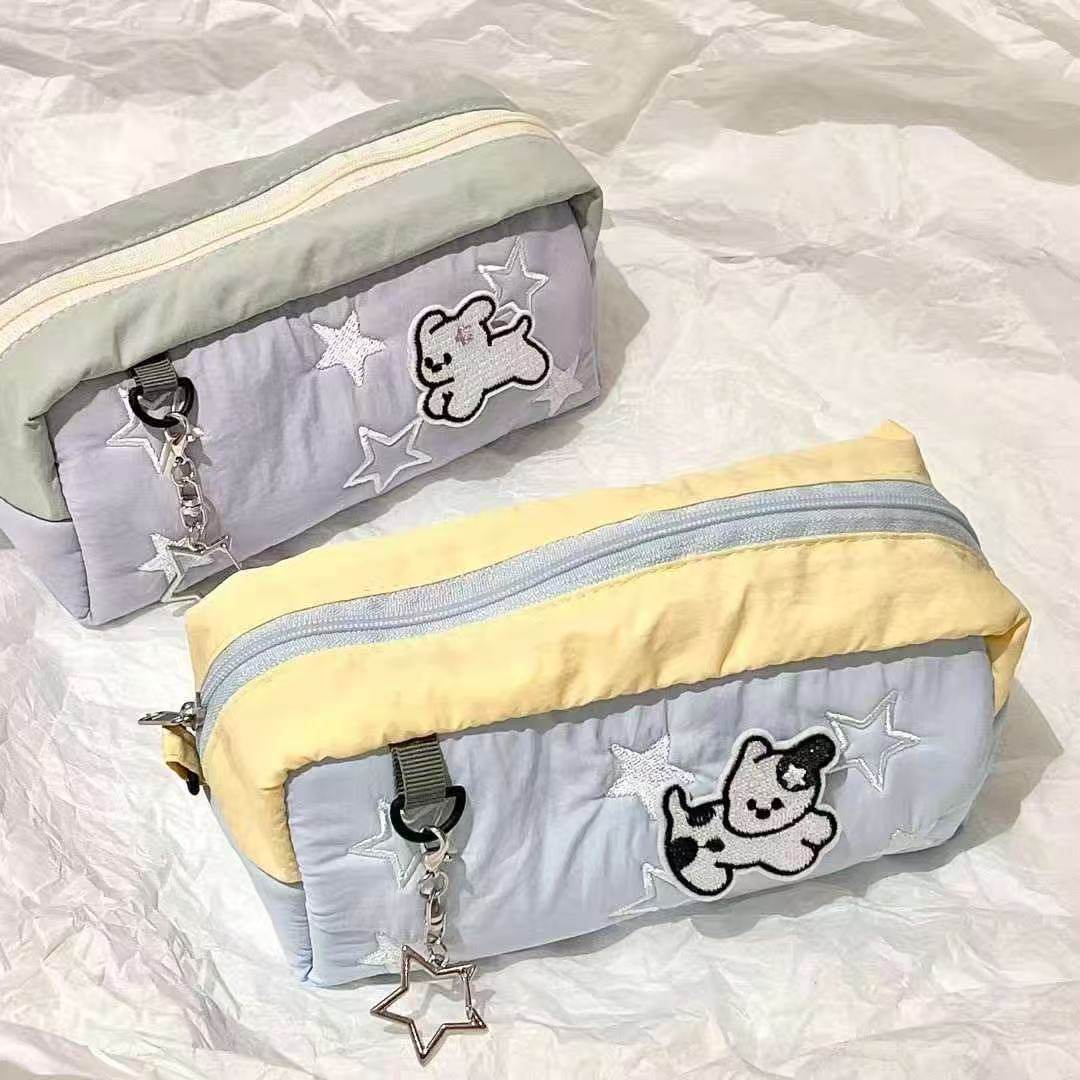 星星小狗笔袋ins可爱学生文具文具盒高颜值收纳袋简约大容量百搭