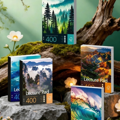 自然系列7孔美式分栏400页55g薄脆横线本考研考学笔记本可撕页