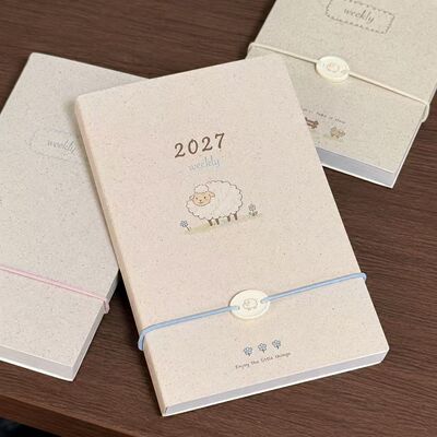 2027年小羊周计划日程本简约ins风横线记事手账本学生打卡计划本