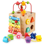 木制益智数字屋男女孩礼物多孔认知玩具幼儿园 包邮 彩色形状盒套装