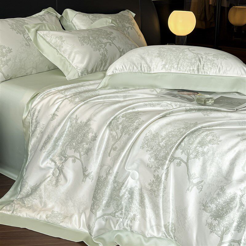 轻奢高级感A类冰丝夏凉被四件套可机洗床笠款夏季天丝双人空调被