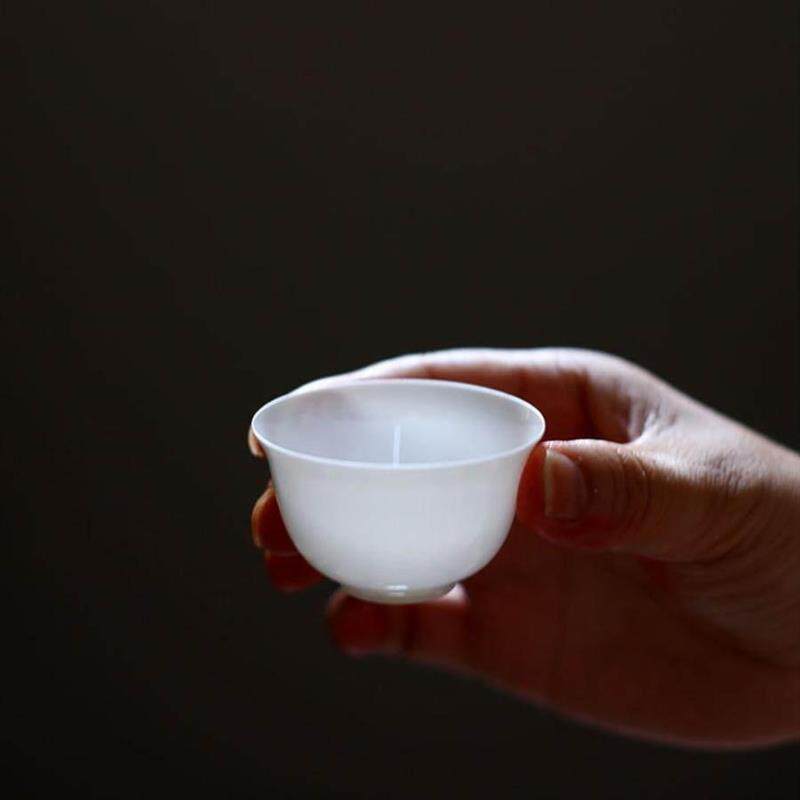 见山阁正宗骨瓷小茶杯品茗杯特薄胎白玉令单个白瓷潮州工夫茶具