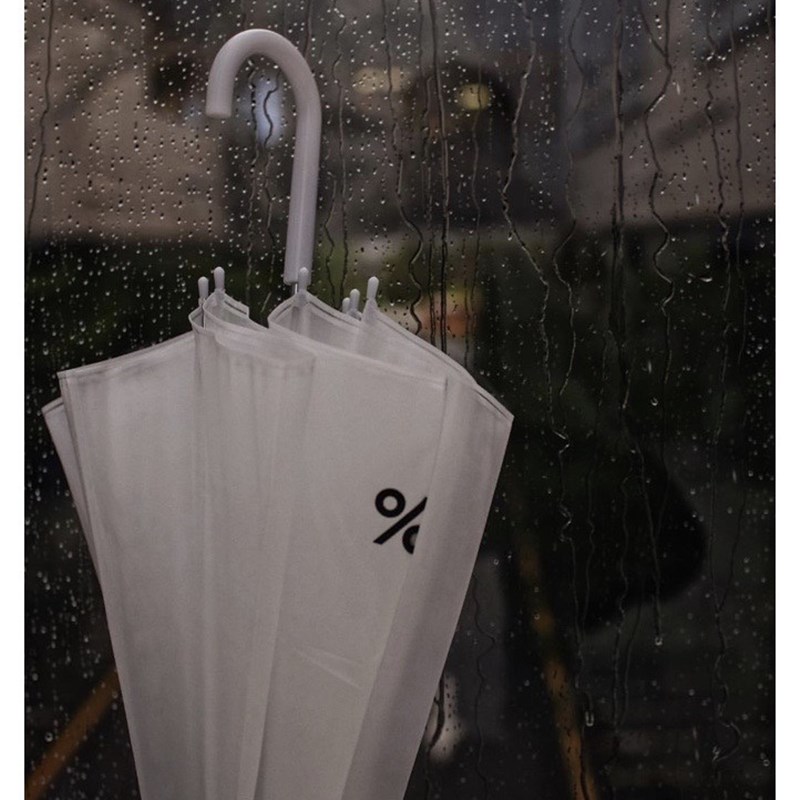 ins风百分号雨伞实用纯白色磨砂纤维骨抗风雨伞拍照摄影简约