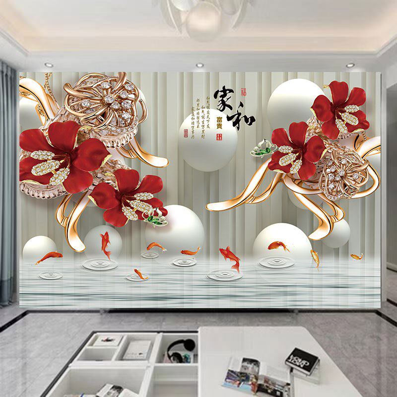 电视背景墙2026新款客厅墙贴画自粘立体花鸟简约沙发防水壁纸壁画