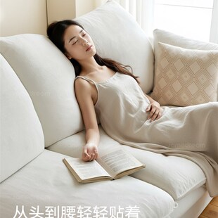 精选侘寂风天然棉麻布艺沙发小户型客厅新款白色可全拆洗直排怀抱