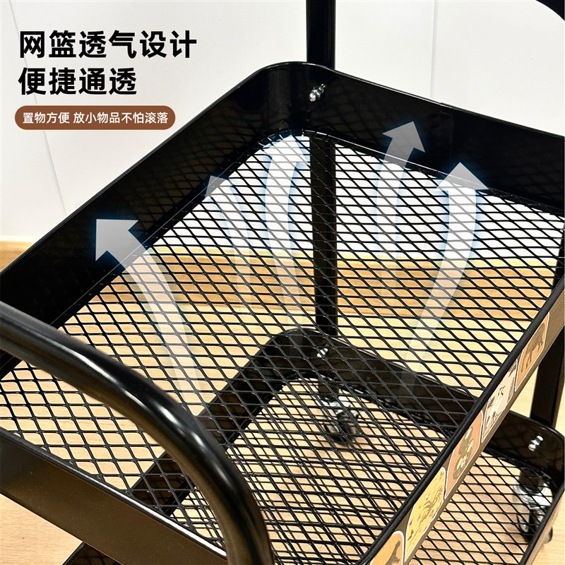中古风小推车置物架书架可移动收纳层架沙发侧O边零食储物带轮窄