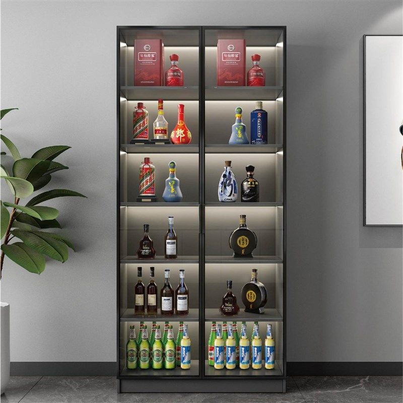 客厅玻璃多功能酒柜靠墙一体展示柜家用轻奢高档置物架木质透明,住宅家具,餐边柜,淘宝优惠券,粉丝福利购,淘宝优惠卷