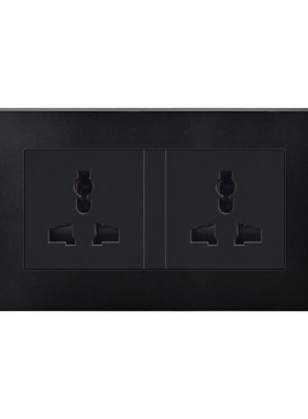 黑色双联英式13A方插国际二三极五孔USB开关插座45A15A美标六位开