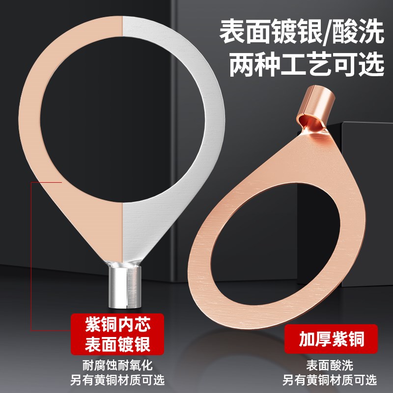 大孔径OT冷压接线端纯铜6平方10平I方纯铜线耳铜鼻子接线端子