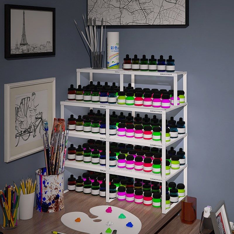 颜料收纳架丙烯水粉水彩油画桌面桌上分层置物架多层收纳展示架子,收纳整理,桌面收纳盒,淘宝优惠券,粉丝福利购,淘宝优惠卷